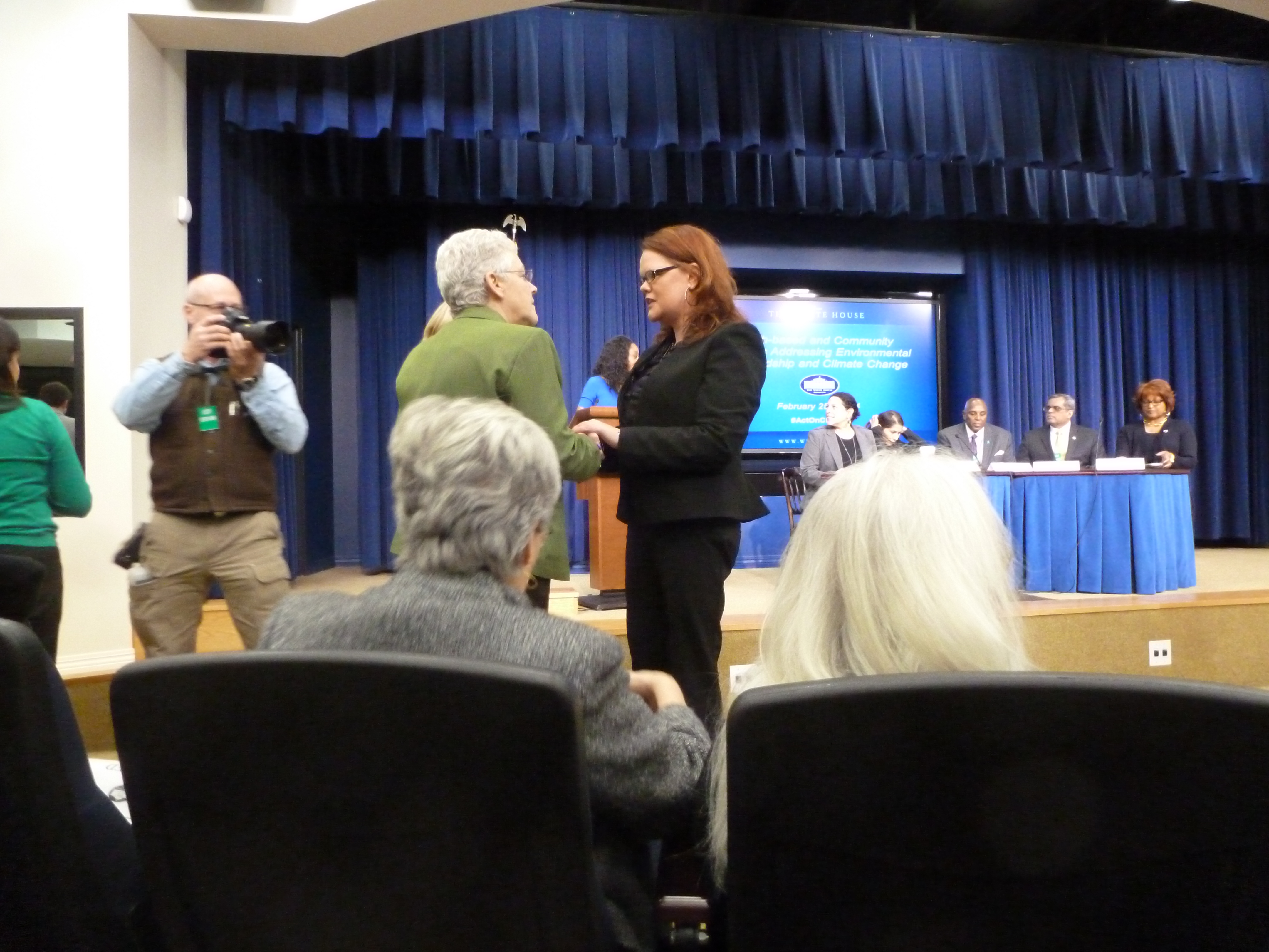 EPA Administrator Gina McCarty after her remarks, in green.